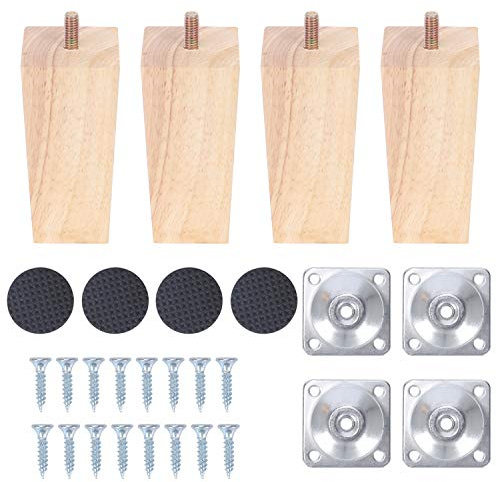 Luabue Möbelfüße 10cm Tischbeine Vierkant Holz Möbelbeine Holzfarbe Schrank Füße Quadrat Schrankfüsse für Sofa Bett Couch Stuhl