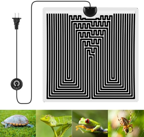 Konesky Terrarium Heizmatte, Heizmatte mit 10 Ebenen Temperaturregelung, 28W Verstellbares Heizkissen für Reptilien,Sicherheit Aquarium Schildkröte Wärmematte für Schlangen Spinnen Raupen Eidechsen