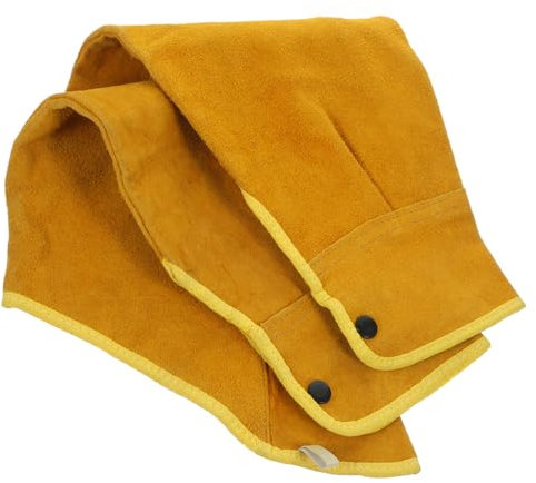 Homoyoyo Manguitos Soldador de Piel de Vaca Amarillos, Ligeros y Aislantes Térmicos, Accesorio de Ropa para Soldador Adecuado para Protección de Brazos en Soldadura