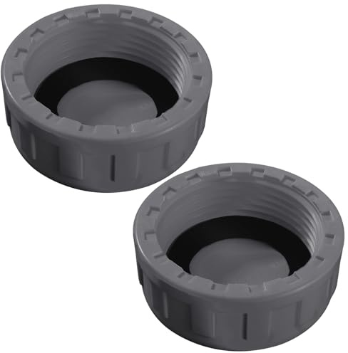 Lyeteung 2 Pièces G1-1/4 Bouchon Fileté en PVC, Siphon Tuyau Bouchon d'obturation, Connecteur de Tuyau Rond Femelle en PVC, avec Rondelle en Caoutchouc, pour Sceller Les Joints Les Tuyaux Fin, Gris