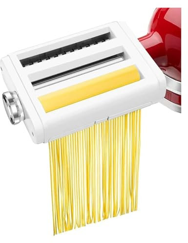CINDTRGA Nudelmaschine-Aufsatz, 3-in-1, kompatibel mit KitchenAid-Standmixern, inklusive Nudelblattrolle, Spaghettischneider und Reinigungsbürste