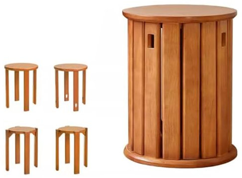 Stapelhocker aus Massivholz, 4er-Set, vielseitige Esszimmerstühle, Couchtisch, Sofa, Bett, Beistelltisch für Schlafzimmer & Wohnzimmer, Hellbraun