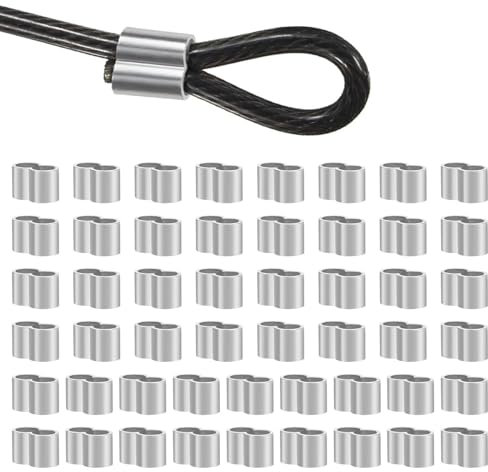 50 morsetti per fune da 6 mm, morsetti a pressione, morsetti a doppio manicotto, morsetti per corda in alluminio, morsetti per corda di espansione, fune metallica