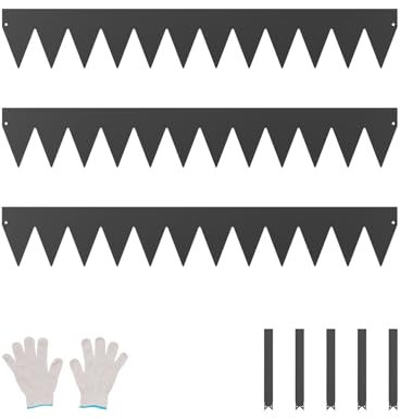 VEVOR Bordatura in Acciaio Metallo Antiruggine per Giardino, Bordatura Pieghevole per Prato Resistente, Facile da Installare, Divisorio Aiuole Cortile, Nero 3 Pezzi 1016 x 152 x 1,5 mm