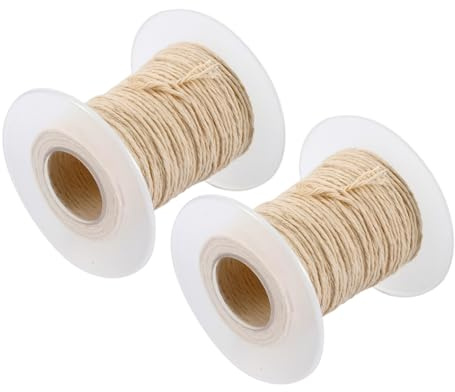 OFFIGAM Mechas Trenzadas De Algodón para Velas DIY, 2 Rollos 60 Metros, Sin Humo, Respetuoso Medio Ambiente, para Velas De Pilar y Cono, Uso Hogar y Manualidades