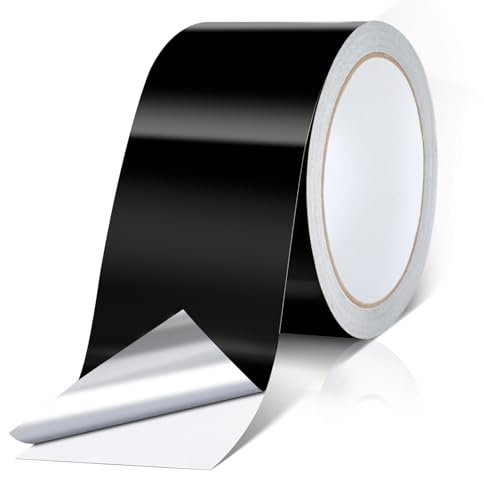 Cozary Nastro Nero Adesivo Alluminio 50mmx20m,Nastro Sigillante Impermeabile e Resistente al Calore per Condotti d'aria Alte Temperature,Isolamento e barriera al vapore per lavastoviglie, scarichi
