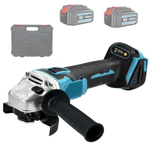 18V Akku Winkelschleifer 125mm mit bürstenlosem Motor, Kompatibel mit Makita Akku,Drehzahlregelung | Professioneller Metallschleifer für präzises Schneiden, Schleifen & Polieren (mit 2 5.5Ah Akku)