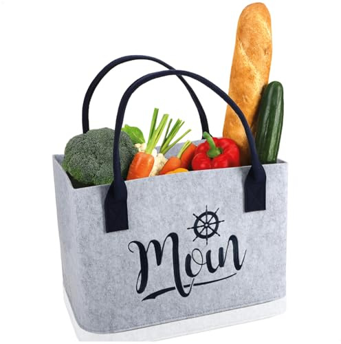 com-four® Filz-Shopper mit Henkel, Filztasche mit maritimem Spruch