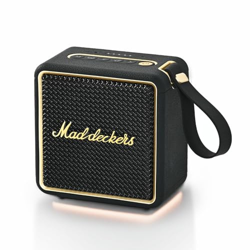 MG II Upgrade Bluetooth Lautsprecher, 24W RMS, Bluetooth 6.0, DSP-Klang, IP67 wasser- und staubgeschützt, 17+ Akkulaufzeit, RGB-Licht, TWS Stereo, 3 EQ-Modi, USB-C, AUX/TF/USB (Schwarz & Messing)