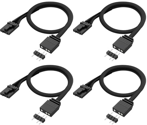 Aukuoy 4 Pin to 3 Pin ARGB Adapter Cable for Corsair RGB HUB, Lighting Node CORE, Commander CORE & iCUE Commander CORE XT, Converter Cable to Standard 5V 3-Pin ARGB Fans - 10.81 in(27cm) 4PCS