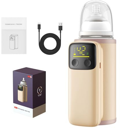 Portable Bottle Warmer, Rechargeable Milk Heating Sleeve Fast Heating with 6 Temperature Gears,8000mAh 18W Fast Charging,Bottle Warmer for Breast Milk/Formula Warming for Travel Home Outdoor