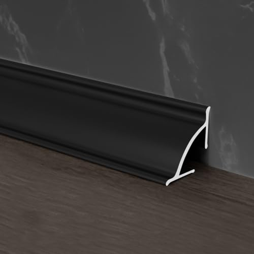 CVFOMBN Kabelrinnen, Kabelrinnenabdeckungen, Eck-Kabelrinnenabdeckungen, Kabelmanagementkanäle, Kabelrinnen für Wände/Böden/Fußleisten/Decken (2 Stück),Schwarz,3×115 cm
