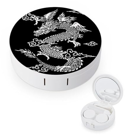 fkgvwo Contact Lens Case Black Dragon Contact Lens Box Travel Kit Portable for Travel & Home