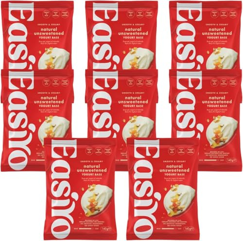 EasiYo Natural Yogurt 8 Sachet Pack | Each Sachet Makes 1KG | Unsweetened Plain Yogurt | Homemade Yoghurt | Gluten Free & Vegetarian