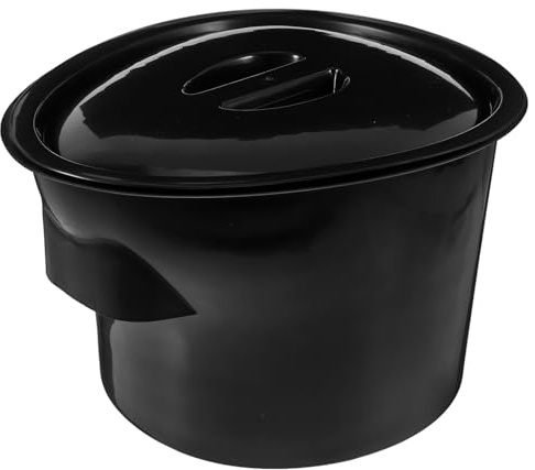 HOOWIFFY Urinoir Portable en Plastique Noir pour Patients Âgés Seau de Chevet Couvercle Usage Pratique en Soins à Domicile Établissements de Santé