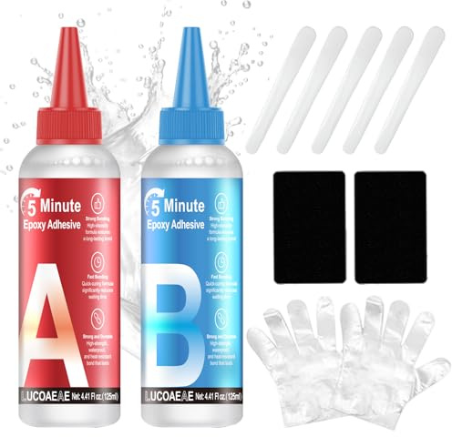 LUCOAEAE 2x125ml Pegamento Epoxi 2 Componentes Transparente 5 Minutos