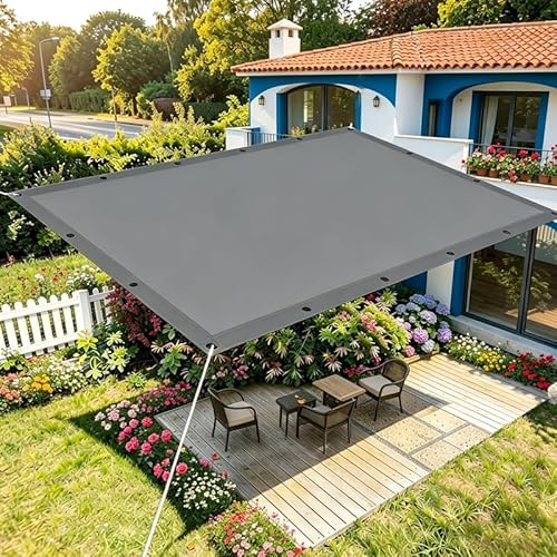 Vela Ombreggiante 6x8m/600x800cm Grigio scuro Impermeabile Tenda da Sole per Esterno,Tenda a Vela Impermeabile,per Esterni Pergola Piante Da Patio Serra Auto Piscina,con Occhiellato,Rettangolare