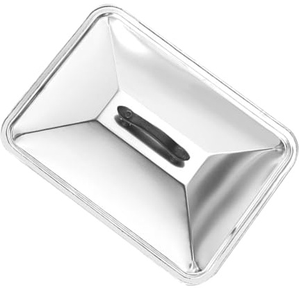 Coperchio Rettangolare per Teglia Acciaio Inox 40x30x4 CM | Argento, Bordo Anti-scottatura e Protezione Anti-spruzzo, per Cottura al Forno e Cottura a Vapore