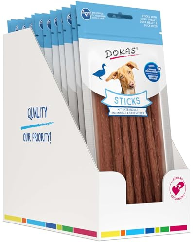 DOKAS - Sticks mit Entenbrust,Entenherz und Entenleber 12er Pack (12x60g)