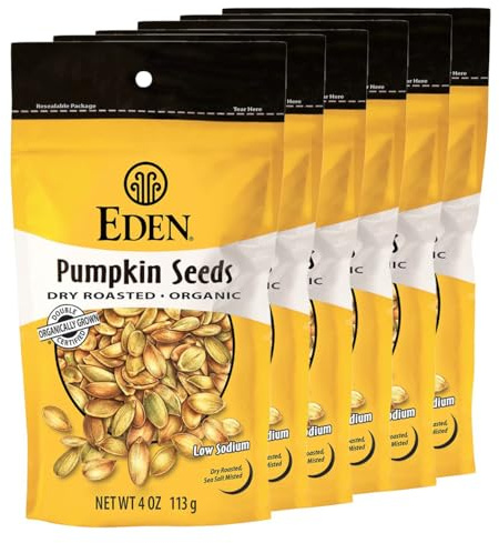 Eden Organic Pumpkin Seeds, Shelled, Dry Roasted and Lightly Sea Salted, to Eat, 4 oz (6-Pack)