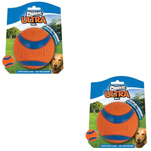 Chuckit! Ultra Ball XXL | Doppelpack | 2 x 1 Stück | ø 10 cm | Spielzeug für Hunde | Für das Apportierspiel entwickelt | Besteht aus langlebigem Gummi | Schwimmt auf dem Wasser