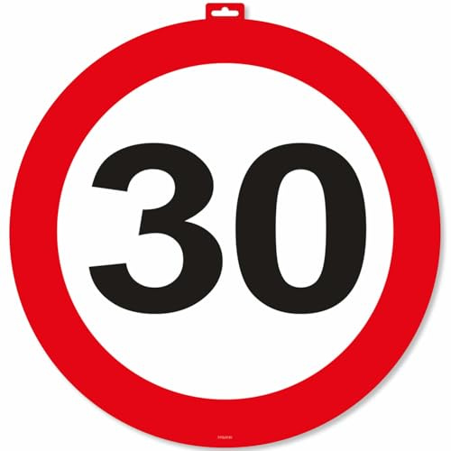 Riesen Verkehrsschild * Zahl 30 * ┃ Ø 47,5cm ┃ Deko 30. Geburtstag ┃ Türschild und Straßenschild ┃ Mit & ohne Aufhänger | Geburtstagsdeko Partydeko