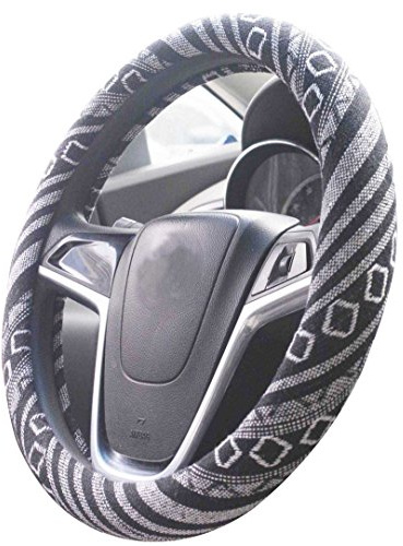 Mayco Bell 2018 Tessuto etnico in lino grezzo Copertura del volante automobilistico Antiscivolo e assorbimento del sudore Copertura per avvolgimento auto per auto (G)