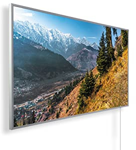 Könighaus Bildheizung 1200 Watt - Thermostat - 18-29 m² | Weißer Rahmen, Motiv: 22. Ausblick Zealand, TÜV SÜD