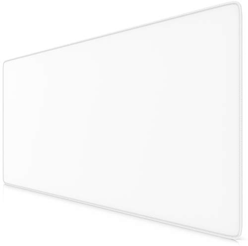 TITANWOLF - XXL Tappetino per Mouse da Gioco - Gaming Mousepad Extra Grande 900 x 400mm – Mousepad con Base in Gomma Antiscivolo - Spessore 3mm - Total White Bianco