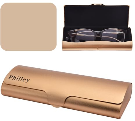 Philley Aluminium Ultra-Leichte Brillenetui Schlankes Lesebrillenetui | Hartschalen-Brilletui für Kurzsichtige, tragbar, für Reisen, aus Metall, Schutz für Damen und Herren