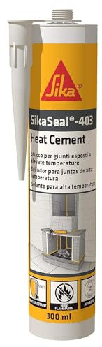 SIKA - Sellador resistente a altas temperaturas de hasta 1250°C - SikaSeam-403 Heat Cement - Negro - Para rejillas cortafuego, tubos de humos, barbacoas y ladrillos de chimenea - 300 ml