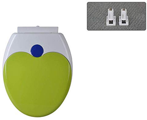 XBSLJ WC-Sitze Toilettensitz, Toilettensitz für Eltern und Kinder, Soft Close, Schnellverschluss, antibakteriell, für V/U/O-Typ PP-Toilettensitz-Green-O-Typ-Installation von Oben