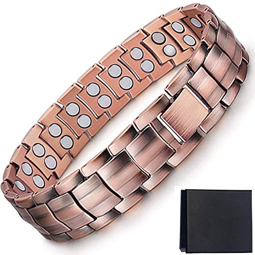 Koppararmband för män, 99,9 % koppar magnetiskt armband med 48 st magneter koppar magnetiskt armband justerbart, justerbart verktyg och presentask