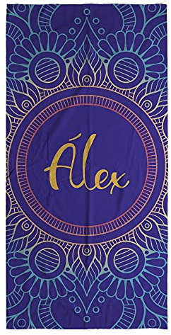 LolaPix Badetuch mit Namen. Strandtuch mit Namen. Personalisiertes Strand Badetuch. Personalisierte Handtuch. Personalisierte Geschenke. Verschiedene Designs und Größen. Mandala DEVAK