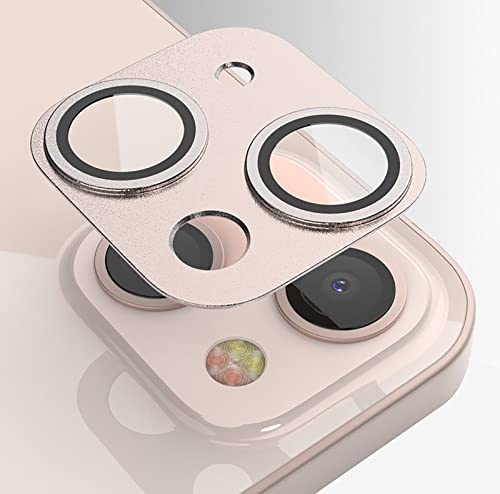GIOPUEY Camera Protector for iPhone 13, iPhone 13 mini Camera Lens Protector [2 in 1 Material] Metal Frame + Tempered Glass - Pink