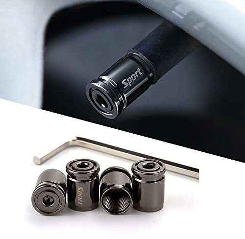 ontto 4Pcs Universal Reifenventilkappen Ventilkappen Auto Metall Rad Reifen Ventil Kappen Schraubenschlüssel Reifen Luftventil Passt für BMW Land Rover Mercedes Volvo Audi Mazda AutoZubehör Schwarz