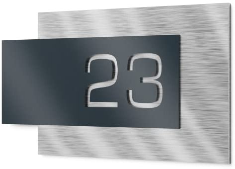 Graviers Design Hausnummernschild aus V2A Edelstahl 265x150mm - Anthrazit RAL 7016 - Wetterfest Rostfrei Individuell anpassbar nach eigener Nummer - Made in Germany