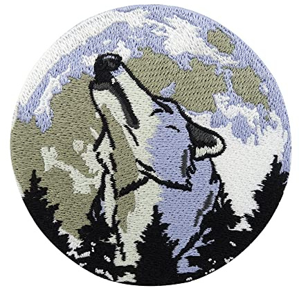 Finally Home Wolfs Mond Patch zum Aufbügeln | Wolf Patches, Biker Bügelbild, Moon Aufbügler, Wölfe Aufnäher, Motorrad Rückenpatch
