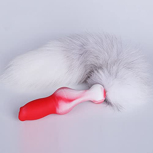 Kuaecr Wolf Hund Penis Dildos Set Realistischer Dildo Tierdildo mit Fuchsschwanz Abnehmbaren Foxtail Analplug Butt Plug Tierdildo Sex Spielzeug Für Frau SM Analspielzeuge für Cosplay Frauen Paare
