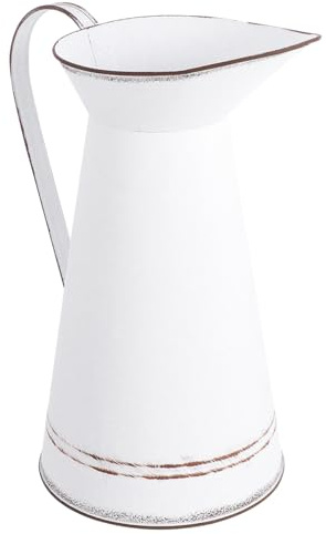 Healeved Blumenvase Bauernhaus Dekorative Hochzeitsdeko Emaille Vase Vintage Verzinkte Krugvase Rustikale Metallmilchkanne Gießkanne Für Bauernhaus-Wohnkultur Blumenvase Emaille Eimer