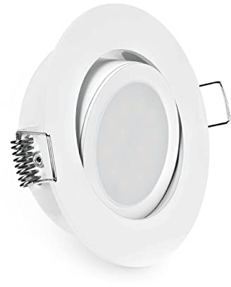 CONCEPTRUN LED Einbaustrahler Niedervolt rund schwenkbar weiß 68mm-75mm Einbaudurchmesser inkl. MR16 Gx5.3 Fassung 12V AC DC (Modell: RD3012V) (Warmweiß)