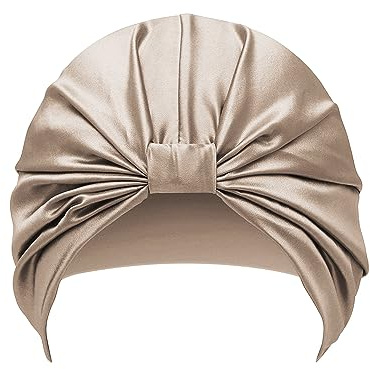 townssilk 100% Maulbeerseide Frauen Nachtmütze, 16Momme Schlafmütze Seide Duschhaube Gut für das Haar, schützt das Haar, Seide Nachtmütze,Beliebte,coffee