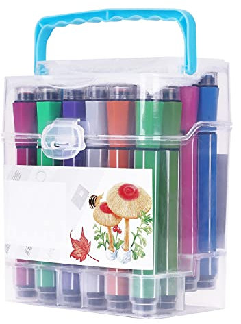 Aquarellstifte 24 Farben Set Malstifte mit Stempel Buntstifte Abwaschbar Marker Stifte Tragebar Farbstifte Aquarellmarker Kinder Graffiti Marker Malen Malbuch DIY Kindergarten Geschenk Blau