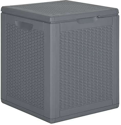Tidyard Gartentruhe Gartenbox Auflagenbox Kissenbox Aufbewahrungsbox Aufbewahrungstruhe Outdoor Truhe Box Grau Polypropylen Rattan 90 L