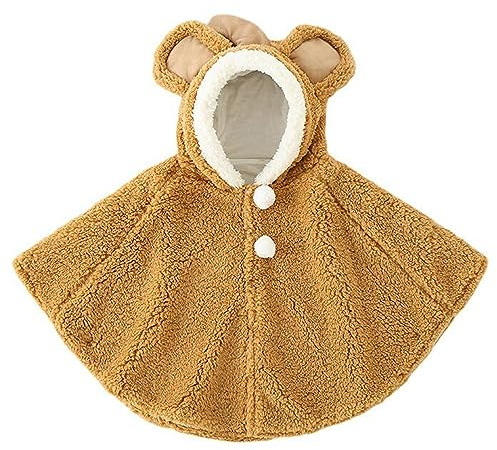 Nemopter Carino Mantello con Cappuccio Bambino Maschio Bambine Felpa Con Cappuccio Lana Morbida Poncho Mantello Antivento Inverno Autunno Capispalla Caldo Scialle per Bambini 0-3 anni, marrone, 0-3