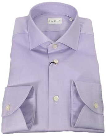 XACUS Camicia Uomo Tailor Fit Tinta Unita Tessuto Armaturato 50182002 Colore Lilla Taglia 41