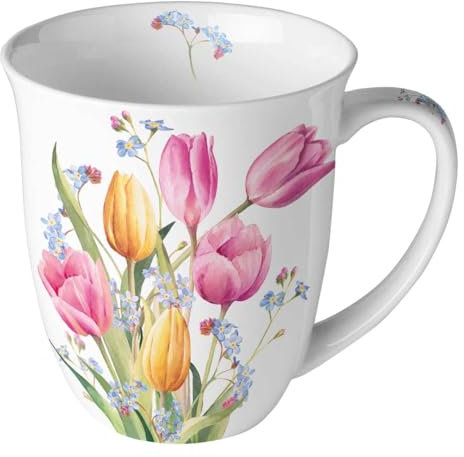 Tasse en Porcelaine Fine - Bouquet de tulipes