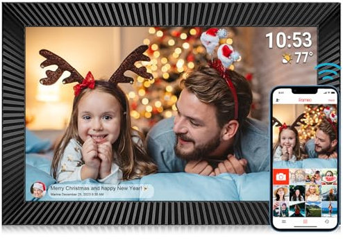 FRAMEO WiFi Digital Photo Frame 10.1 inch with 32GB Internal Storage Smart Digital Photo Frame with IPS Touch Screen 1280x800 Digital Picture Frame Share Photos or Videos Instantly via Frameo APP