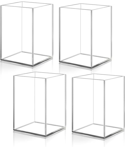 DIFIT Portapenne da scrivania, 4 Pezzi Porta penne per scrivania in acrilico, Porta matite make up, Portapenne Trasparente per ufficio, scuola, casa