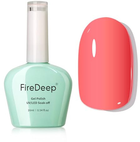 Firedeep Coral Orange Gel Nail Polish, 16ML Large Bottle UV/LED Soak Off Orange Gel Polish for Spring and Summer